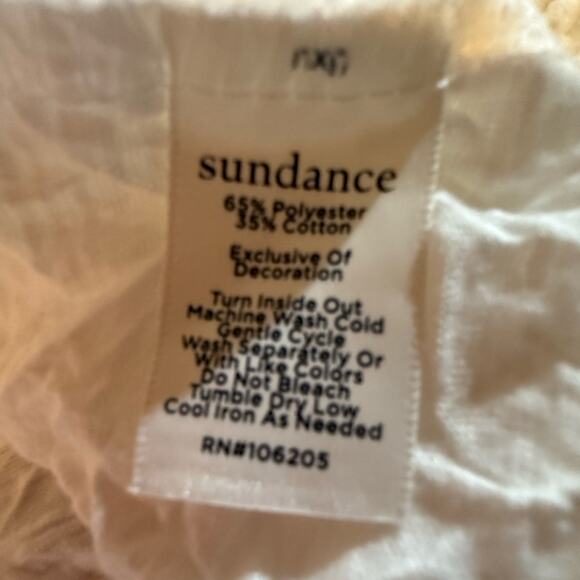 Sundance Victorian White Richelieu Crinkle Blouse Lace Accents Cotton blend Med - Picture 6 of 8